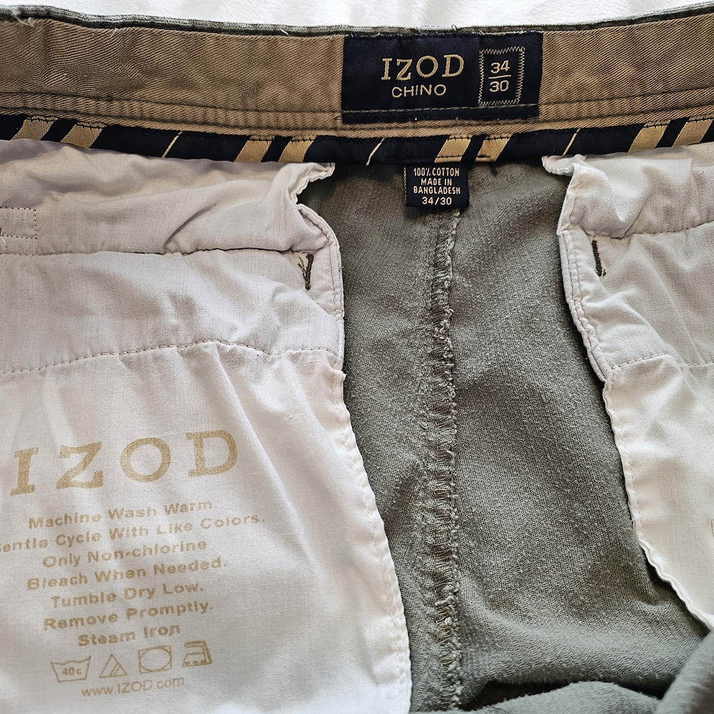 Izod Men's Corduroy Pants in Olive - Picture 7 of 11